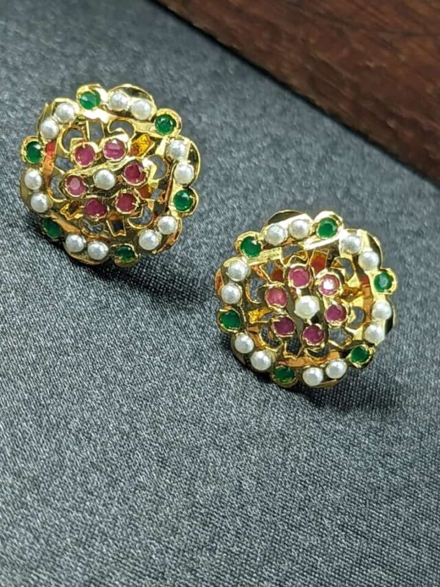 Green Jadau Studs