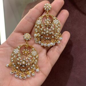 Gold-plated Hyderabadi chandbali earrings for women