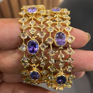 Modern and ethnic mix with purple stone bangles