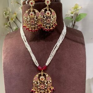 Elegant Ruby Pendant Set for bridal wear